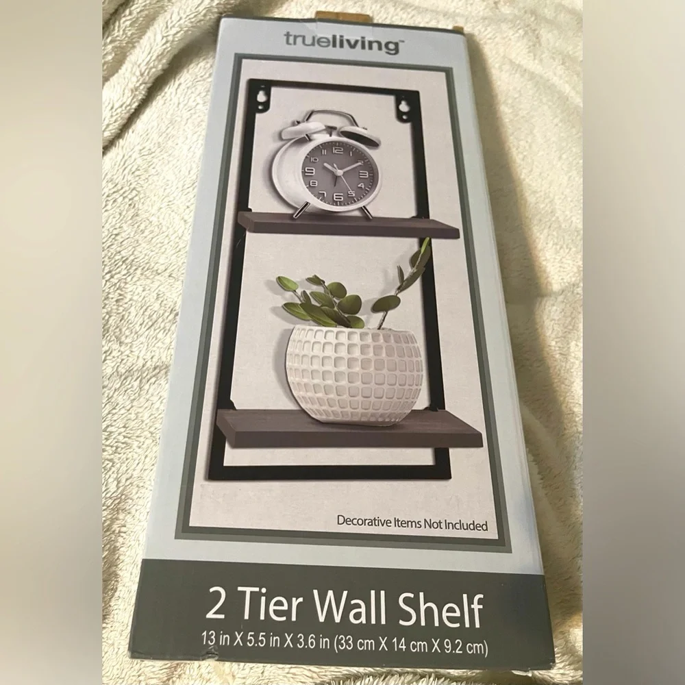 Black and Brown 2 Tier Wall Shelf